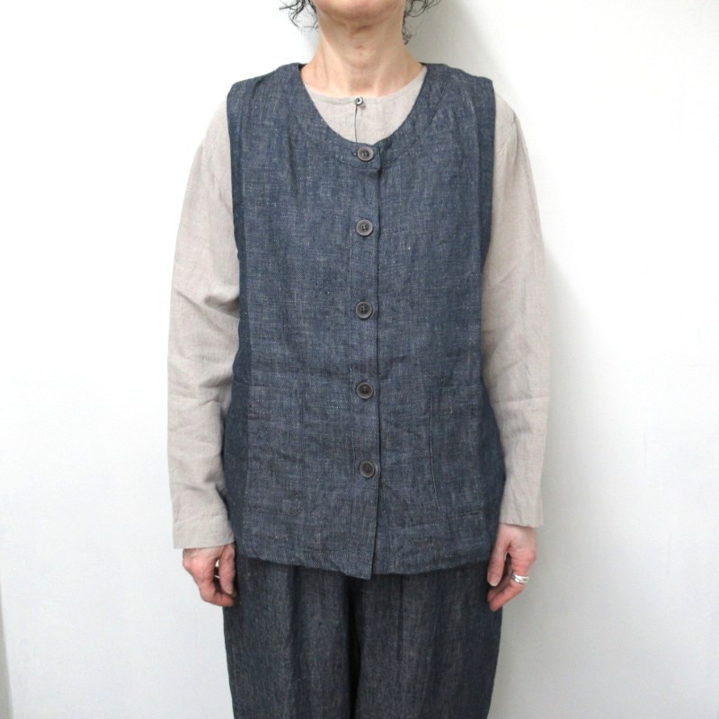 ina  クルーネックベスト /DENIM73 【日本製】